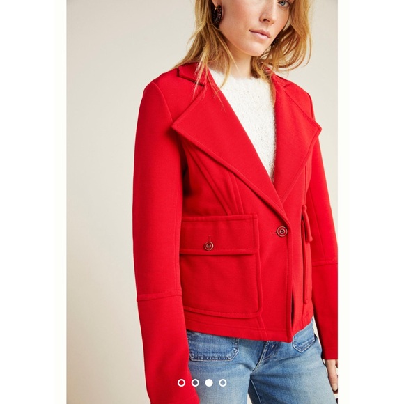 Anthropologie Sylvia Knit Moto Blazer Red NWT Size XL - Picture 4 of 14
